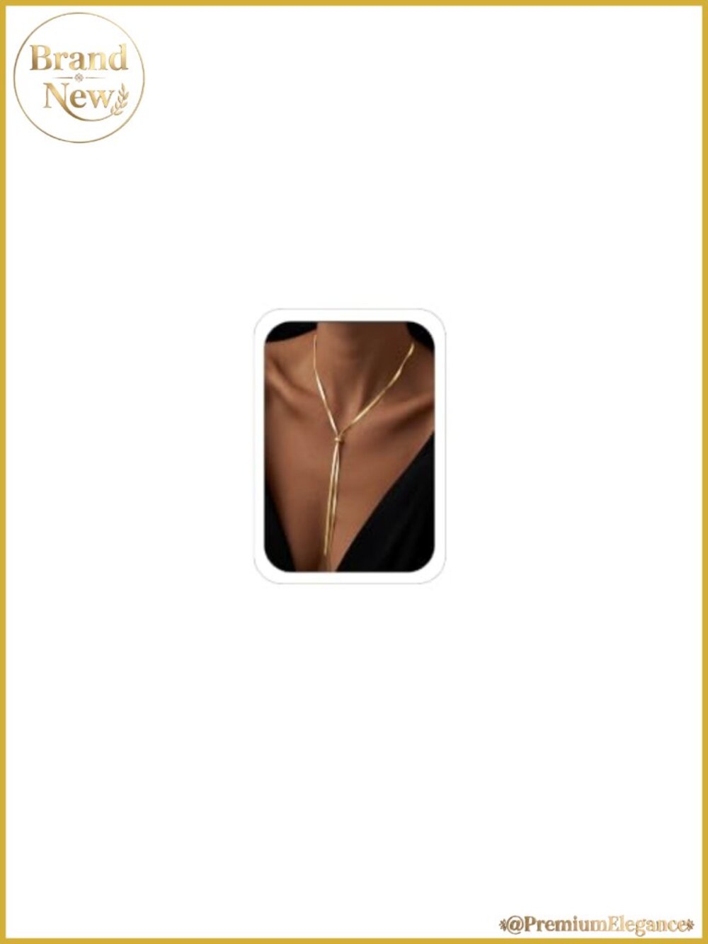 14K Gold Plated Waterproof Long Y Lariat Necklace Slip Tie Adjustable Bolo